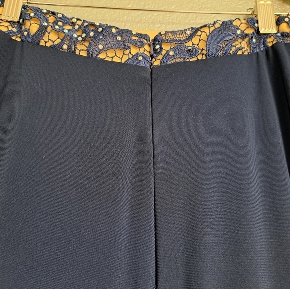Royal Blue Long Formal Skirt With Lace Waistband Size 2 - Picture 3 of 10